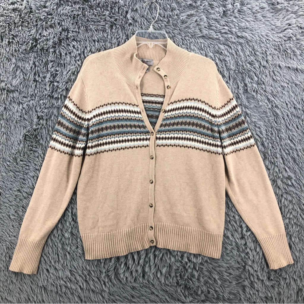Eddie Bauer Sweater Womens Xl Tan Angora Rabbit Blend Button Down Cardigan